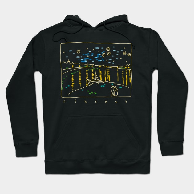 Van Gogh Starry Night Over the Rhone (1888) Hoodie by okpinsArtDesign